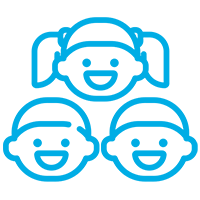 Ícono de tres niños sonrientes