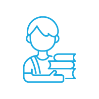 Ícono de niño sosteniendo libros y cuadernos