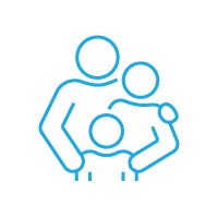 Ícono de una familia, madre, padre e hijo