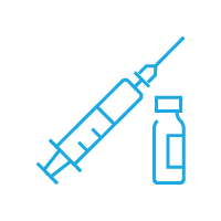 Ícono de vacunación, jeringa y medicamento