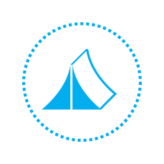 icono de una carpa para acampar